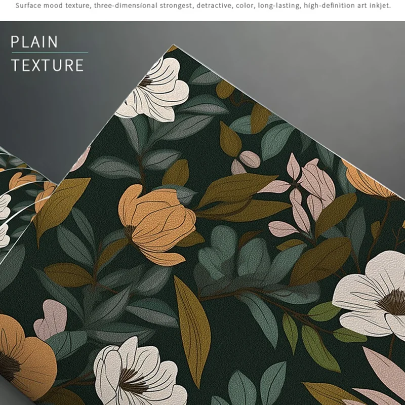 45 x 300cm Floral Pattern Frosted Wallpaper Waterproof Self-Adhesive Wall Sticker PVC Removable for Home / Office Decor - QT47