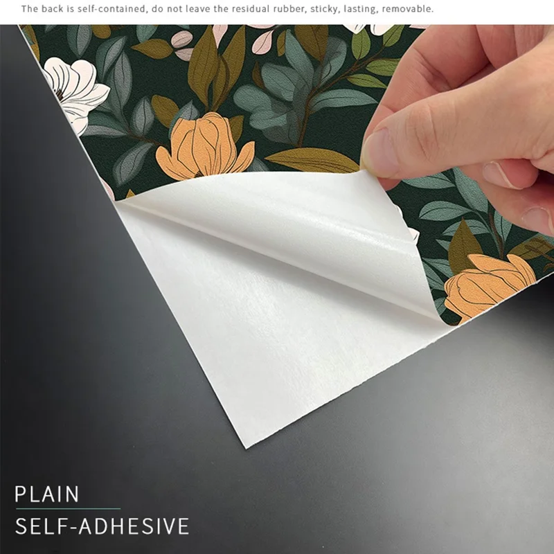 45 x 300cm Floral Pattern Frosted Wallpaper Waterproof Self-Adhesive Wall Sticker PVC Removable for Home / Office Decor - QT47