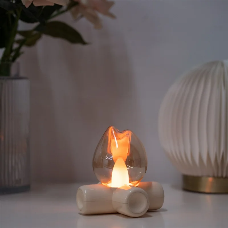 Campfire Table Lamp Ambient Light Bedside Decorative Flame Effect LED Night Light for Bedroom / Bar / Hotel