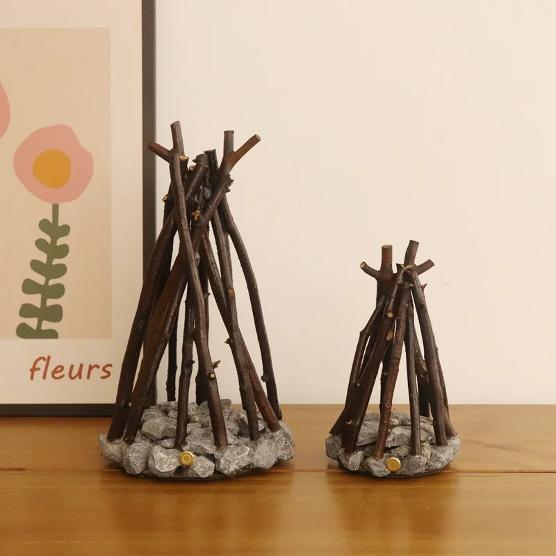 90 x 90 x 160mm Creative LED Campfire Night Light Stone Tree Branch Design Decorative Table Lamp for Bedroom / Living Room