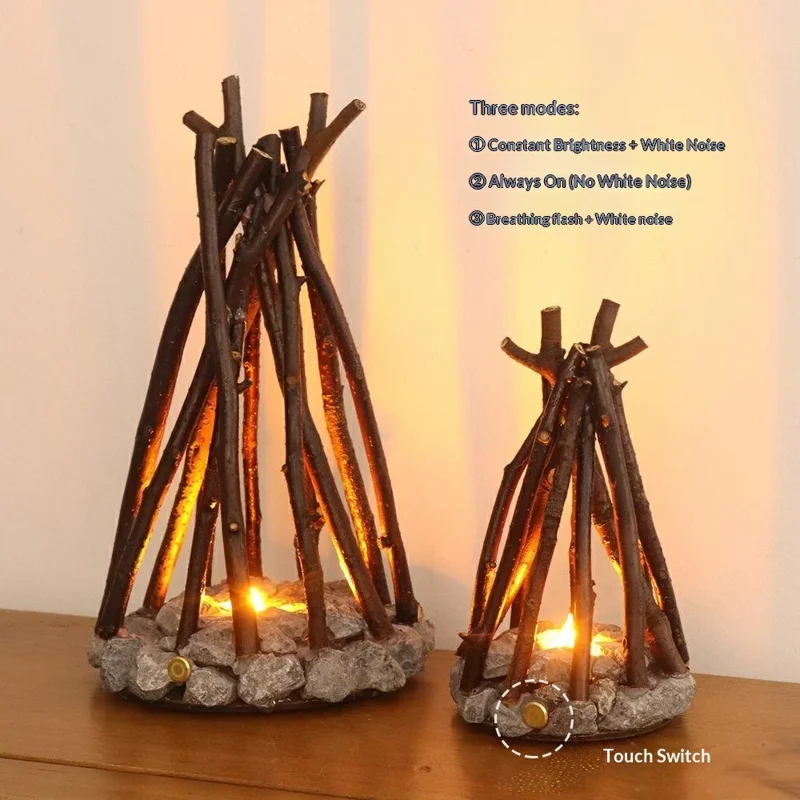 130 x 130 x 245mm Creative LED Campfire Night Light Stone Tree Branch Design Decorative Table Lamp for Bedroom / Living Room