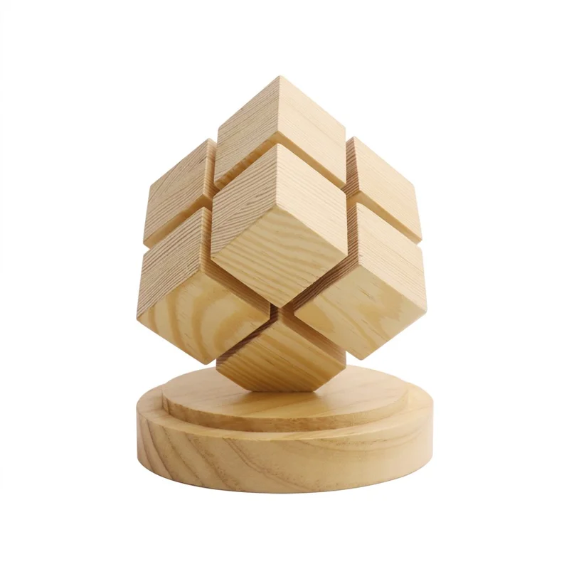 4x4 Magic Cube Design Night Light Bedside Decor LED Lamp Rubber Wood USB Powered Light for Bedroom / Study Ambient Lighting