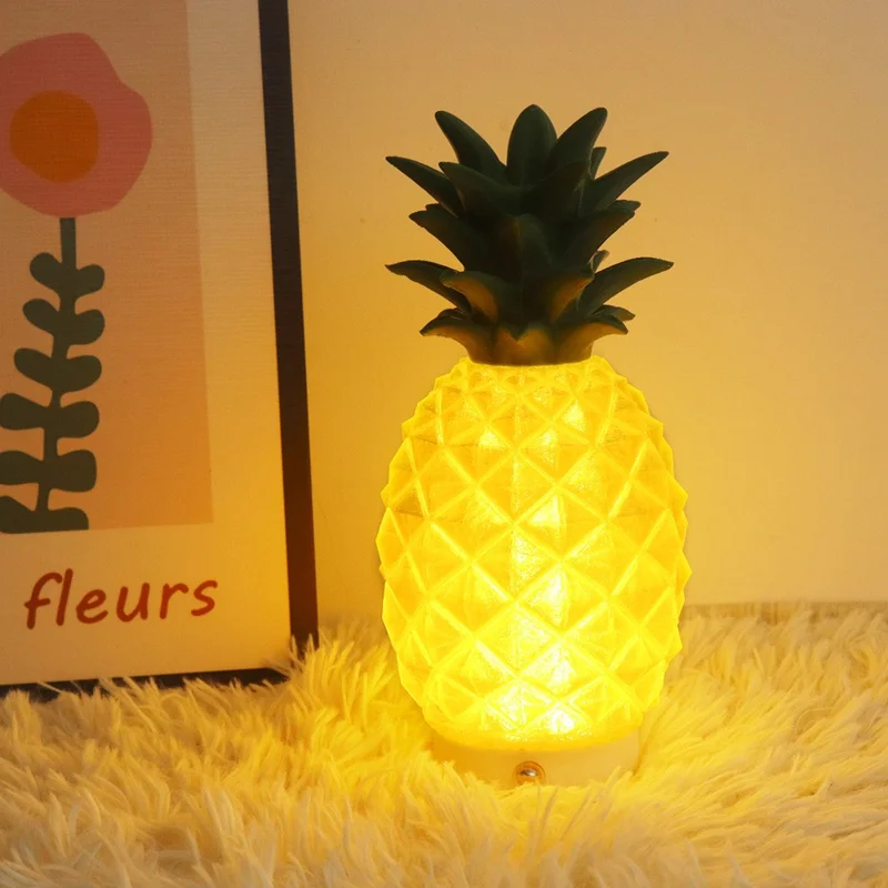 Creative Night Light 3D Printed PLA Pineapple Ambient Decorative Bedside Lamp for Home / Office