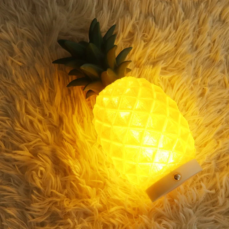 Creative Night Light 3D Printed PLA Pineapple Ambient Decorative Bedside Lamp for Home / Office