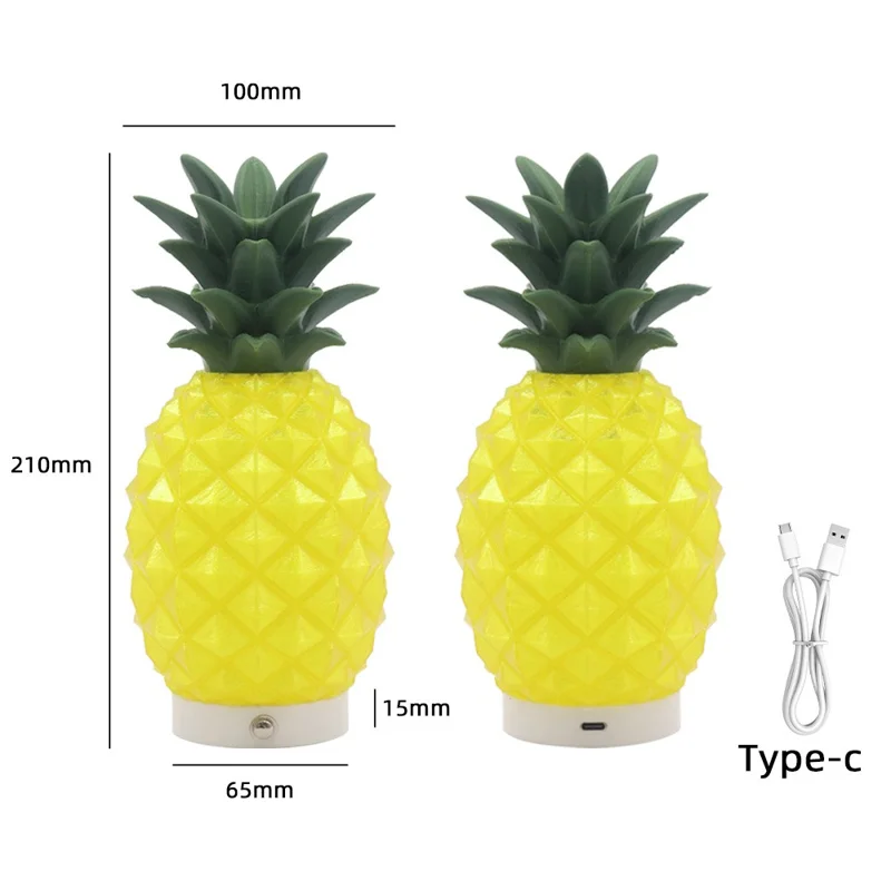 Creative Night Light 3D Printed PLA Pineapple Ambient Decorative Bedside Lamp for Home / Office