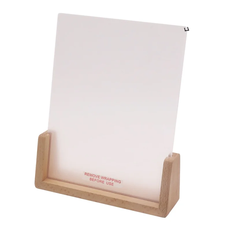 Petit tableau en acrylique personnalisable à écrire à la main, support en bois avec lumière LED, veilleuse alimentée par USB (lumière chaude) - Base en bois de hêtre