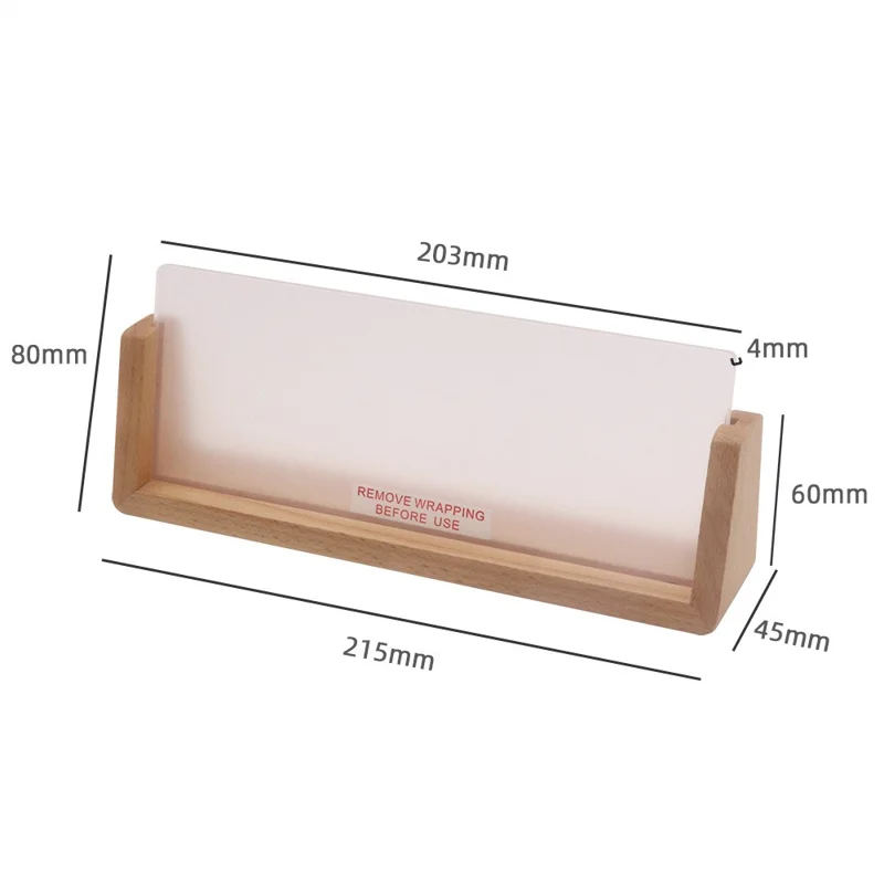 Large 203×80×4mm DIY Acrylic Handwritten Note Board Wood LED Light Stand Night Light USB Powered (Warm Light) - Beech Wood Base