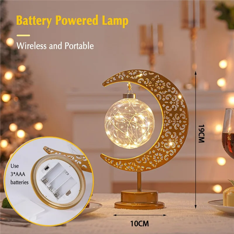 LED-Nachtlicht Tischlampe in Mondform, aus Eisen mit Aussparungen, dekorative Beleuchtung für gemütliche Atmosphäre im Schlafzimmer