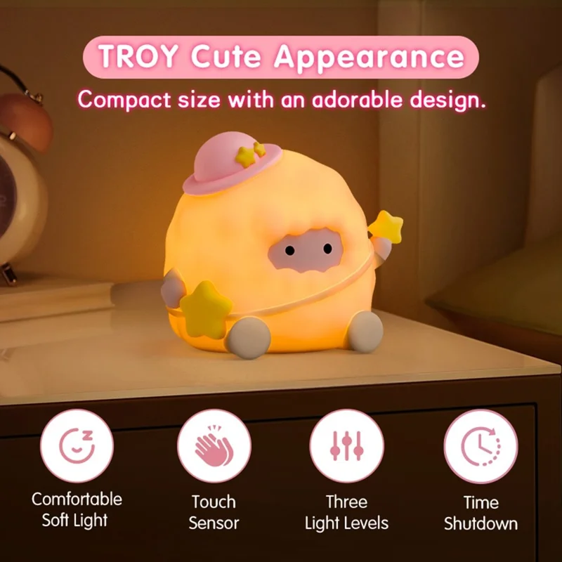 ICARER FAMILY Silicone Pat Night Light Touch Control 3 Brightness Levels RGB Color Changing Lamp