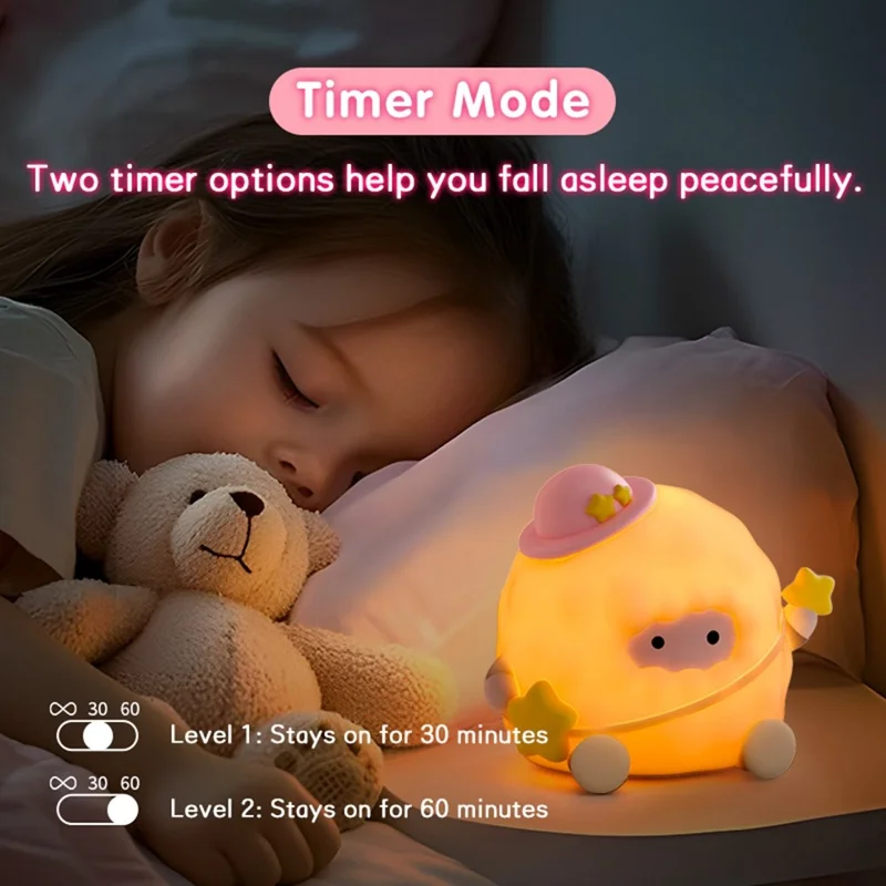 ICARER FAMILY Silicone Pat Night Light Touch Control 3 Brightness Levels RGB Color Changing Lamp