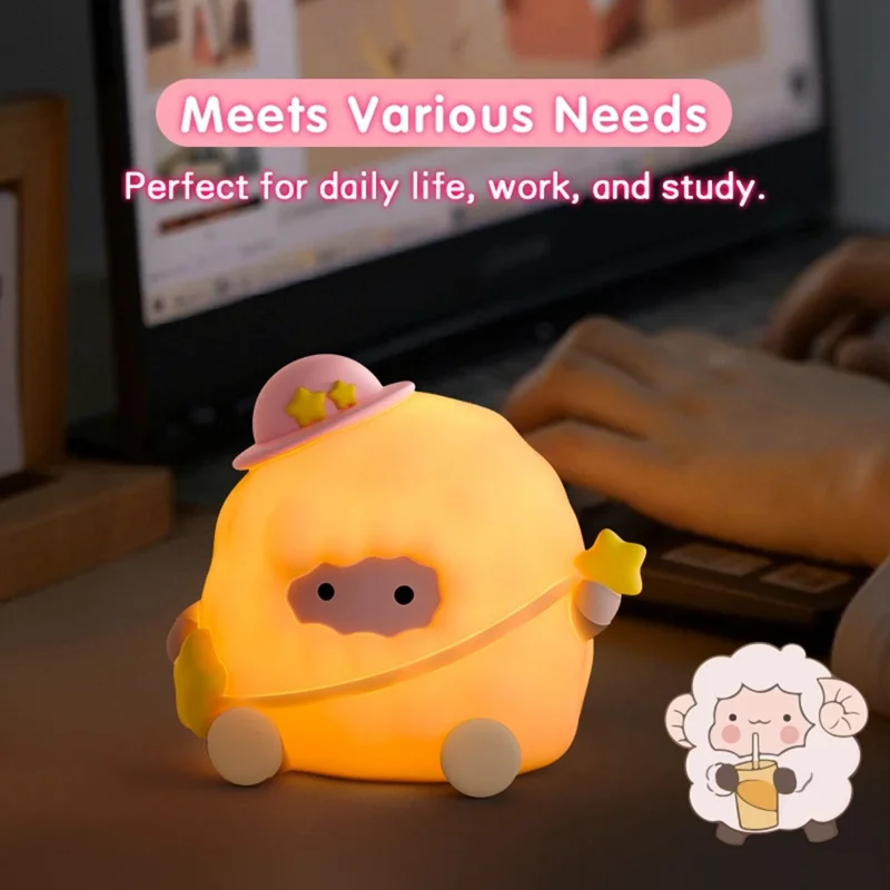 ICARER FAMILY Silicone Pat Night Light Touch Control 3 Brightness Levels RGB Color Changing Lamp