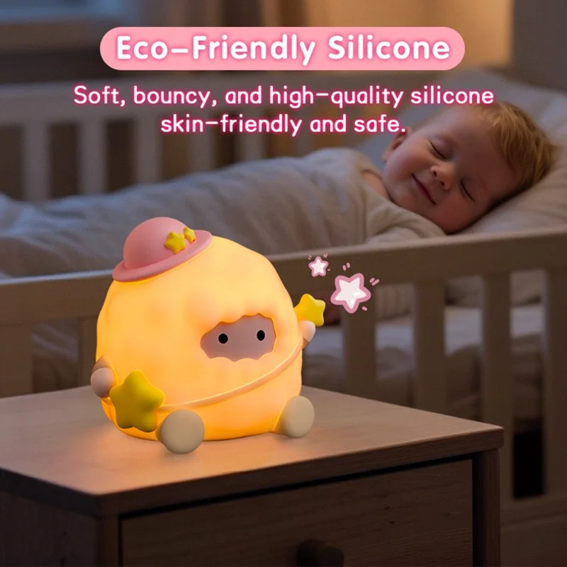 ICARER FAMILY Silicone Pat Night Light Touch Control 3 Brightness Levels RGB Color Changing Lamp
