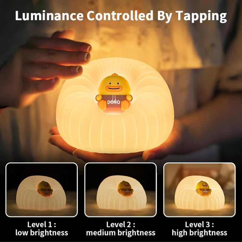 ICARER FAMILY Silicone Sofa Pat Night Light 3 Brightness Levels Timer Function Patting Lamp - Beige