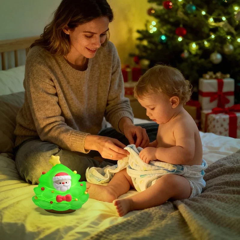 ICARER FAMILY Christmas Tree Night Light Touch Sensor 3 Brightness Levels RGB Mode Atmosphere Light