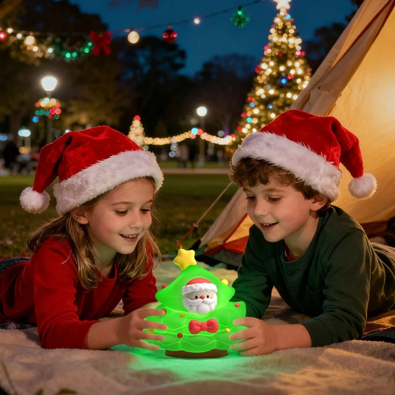 ICARER FAMILY Christmas Tree Night Light Touch Sensor 3 Brightness Levels RGB Mode Atmosphere Light