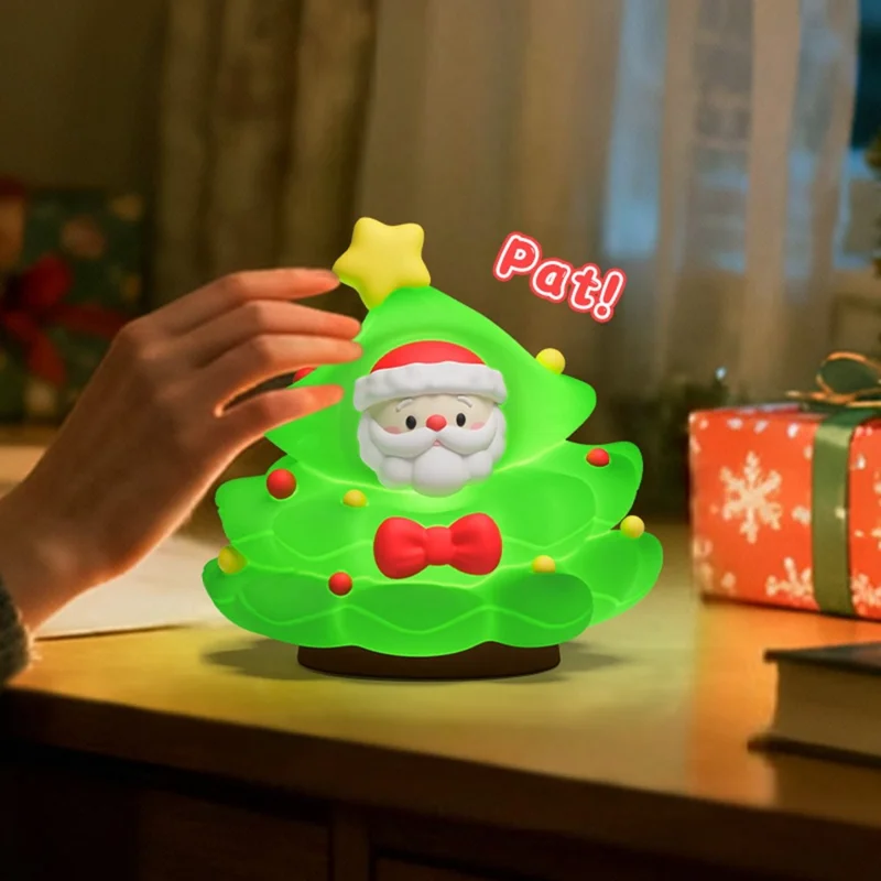 ICARER FAMILY Christmas Tree Night Light Touch Sensor 3 Brightness Levels RGB Mode Atmosphere Light