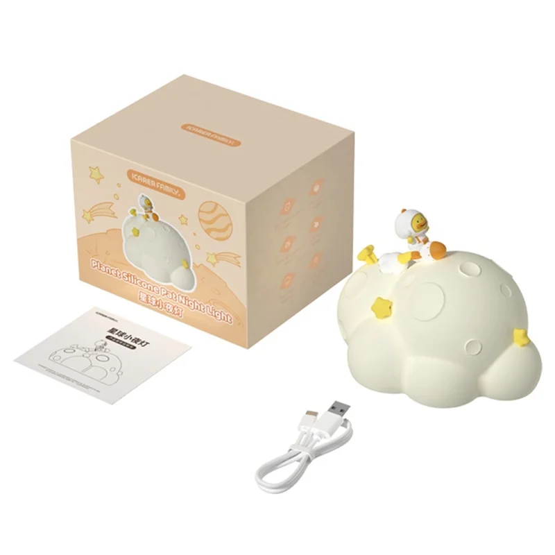 ICARER FAMILY Planet Night Light 3 Brightness Levels Timer Silicone Squeeze Lamp for Bedroom  /  Nursery