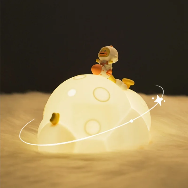 ICARER FAMILY Planet Night Light 3 Brightness Levels Timer Silicone Squeeze Lamp for Bedroom  /  Nursery