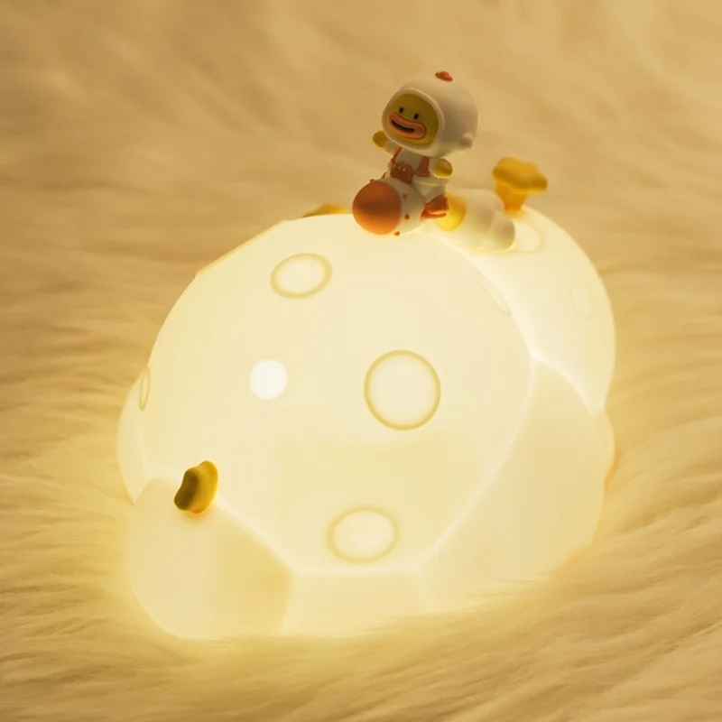 ICARER FAMILY Planet Night Light 3 Brightness Levels Timer Silicone Squeeze Lamp for Bedroom  /  Nursery
