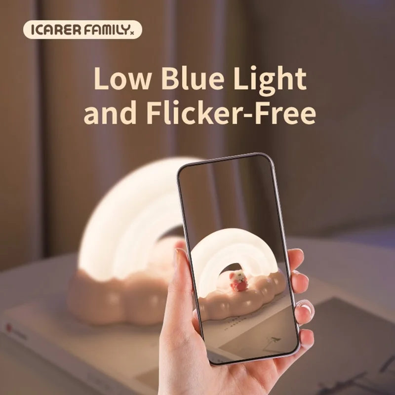 ICARER FAMILY Rainbow Night Light Touch Sensor Bedside Lamp 3 Lighting Modes For Bedroom - Yellow