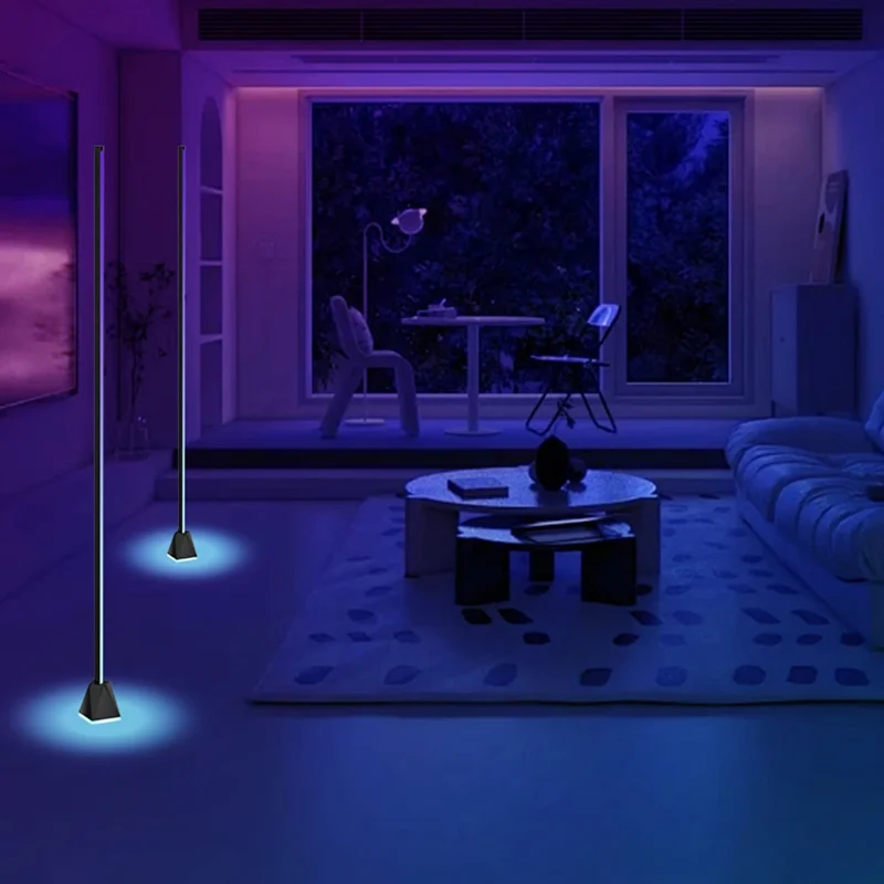 154cm 4-section RGB Ambient Floor Lamp Light Strip Bluetooth-compatible App / Remote Control Corner Lamp for Living Room Bedroom