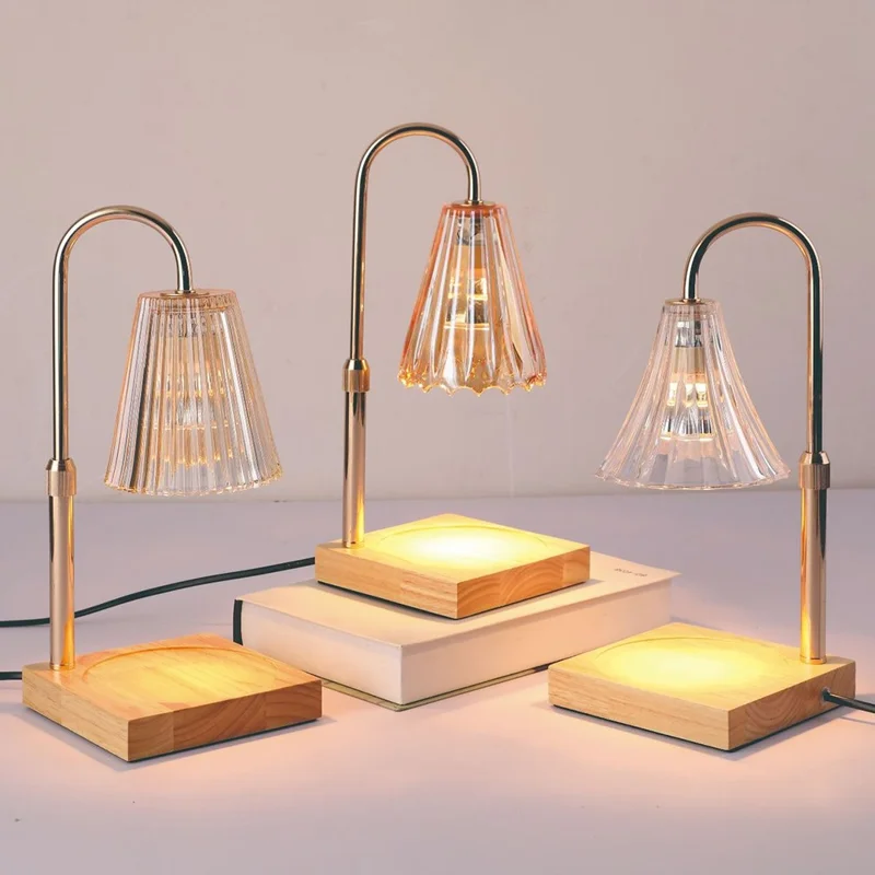 Retro Table Lamp for Aroma Wax Melting with Timer Dimmable Candle Warmer Lamp, EU Plug - Style A