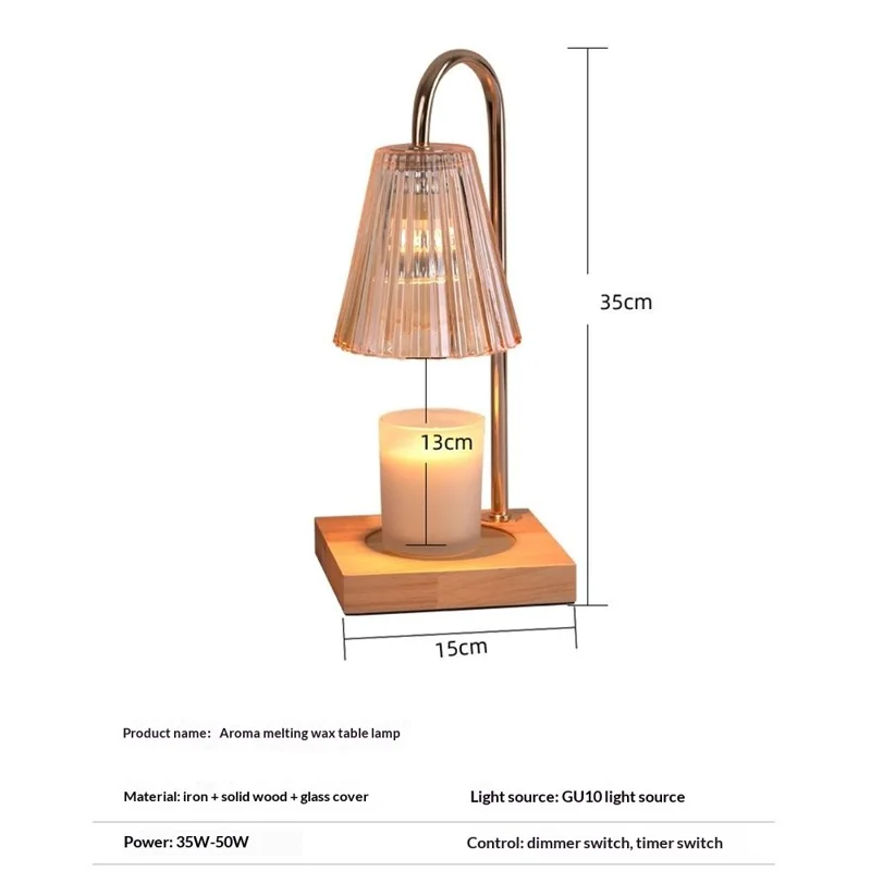 Retro Table Lamp for Aroma Wax Melting with Timer Dimmable Candle Warmer Lamp, EU Plug - Style A