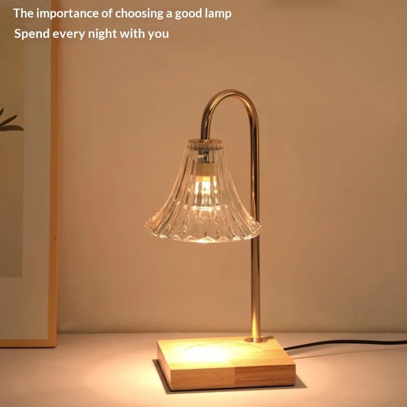 Retro Table Lamp for Aroma Wax Melting with Timer Dimmable Candle Warmer Lamp, EU Plug - Style A