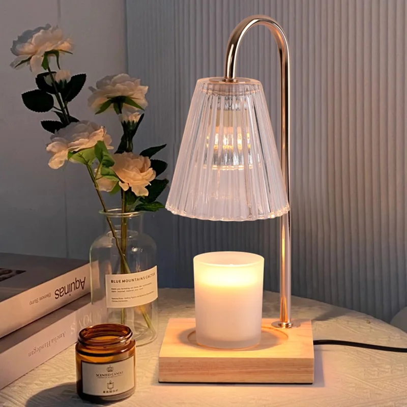 Retro Table Lamp for Aroma Wax Melting with Timer Dimmable Candle Warmer Lamp, EU Plug - Style A