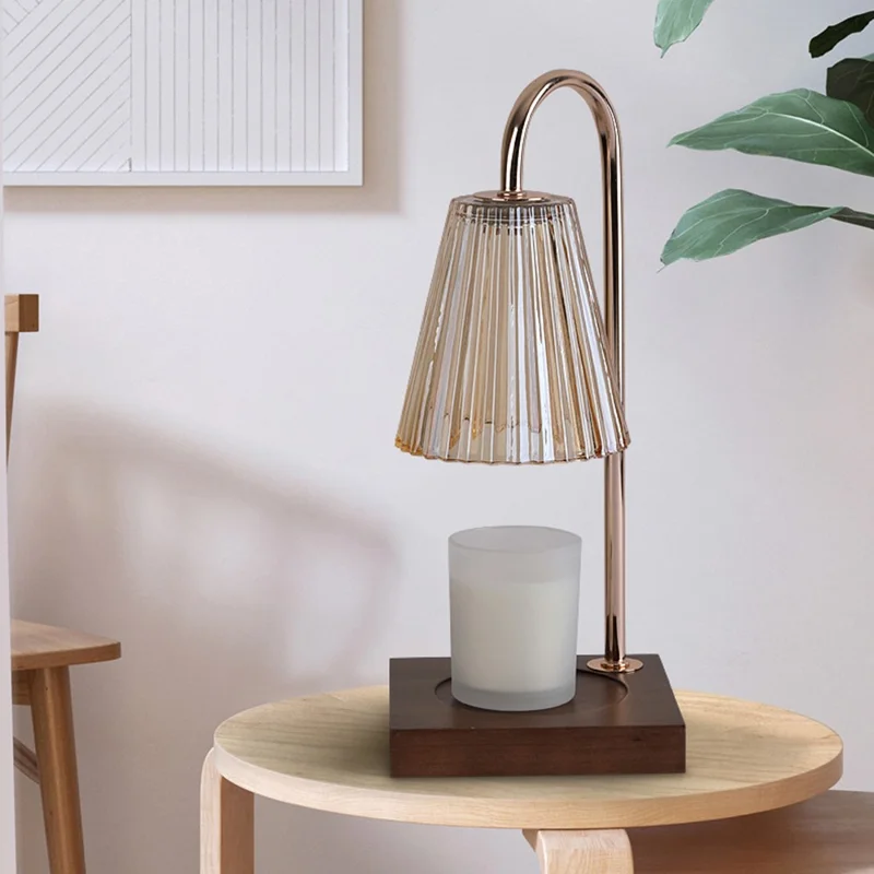 Retro Table Lamp for Aroma Wax Melting with Timer Dimmable Candle Warmer Lamp, EU Plug - Style A