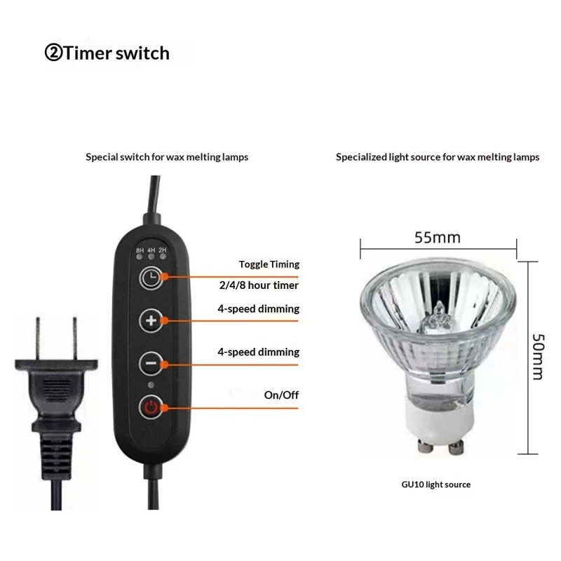 Retro Table Lamp for Aroma Wax Melting with Timer Dimmable Candle Warmer Lamp, EU Plug - Style A