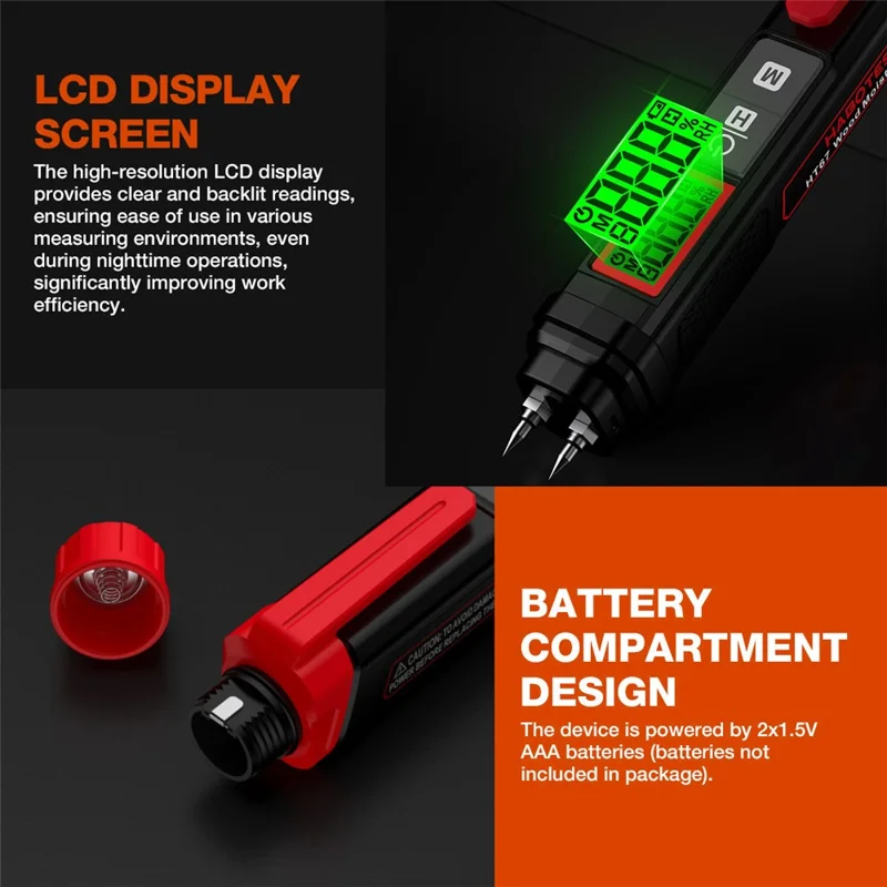 HABOTEST HT67 Träfuktmätare Digital Fukt-detektor för Trä Vägg Cement Material