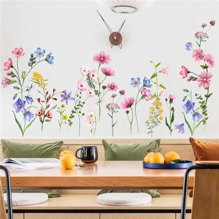 Dzy187 2pcs / Set Flower Plant Wall Decor Sticker Salon Room Kindergarten Decal Wallpaper (pas de Certification En71)