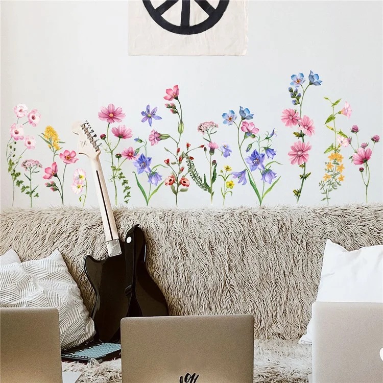 Dzy187 2pcs / Set Flower Plant Wall Decor Sticker Salon Room Kindergarten Decal Wallpaper (pas de Certification En71)