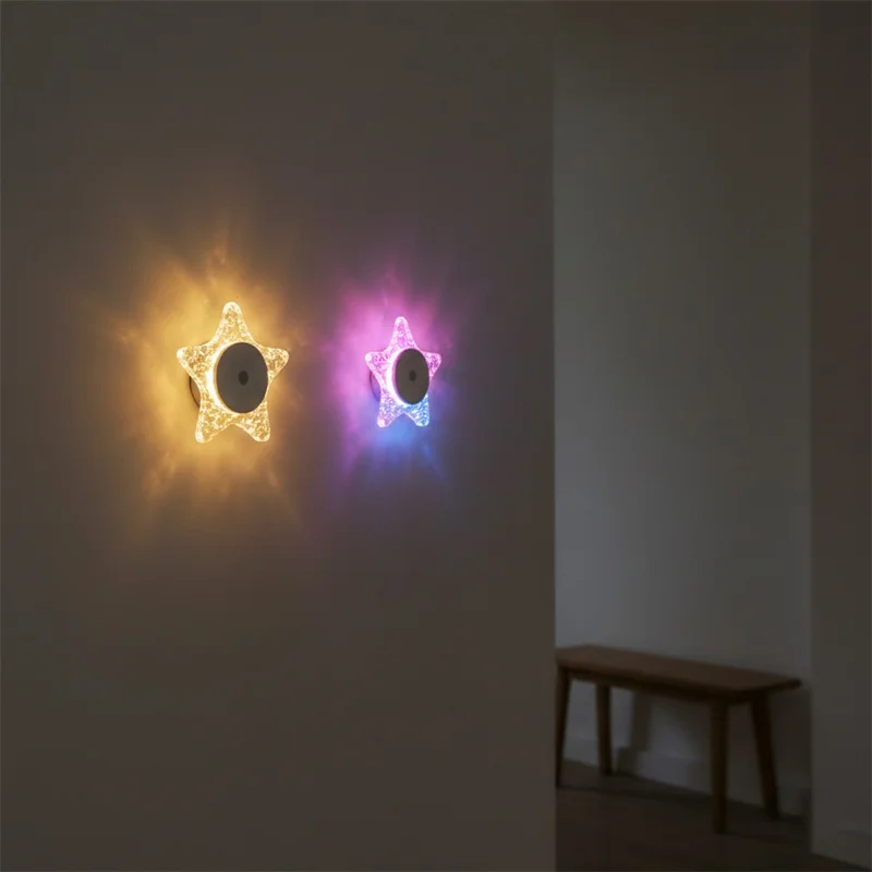Star-shaped Night Light Motion Sensor Magnetic Base 3 Color Adjustable Ambient Wall Light