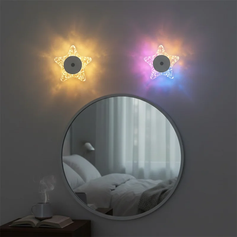 Star-shaped Night Light Motion Sensor Magnetic Base 3 Color Adjustable Ambient Wall Light