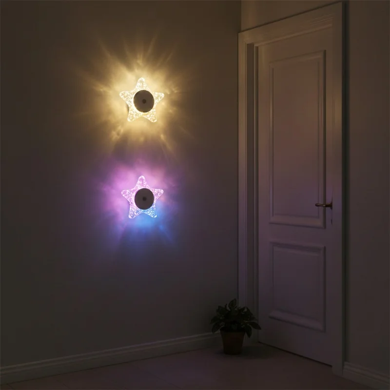 Star-shaped Night Light Motion Sensor Magnetic Base 3 Color Adjustable Ambient Wall Light