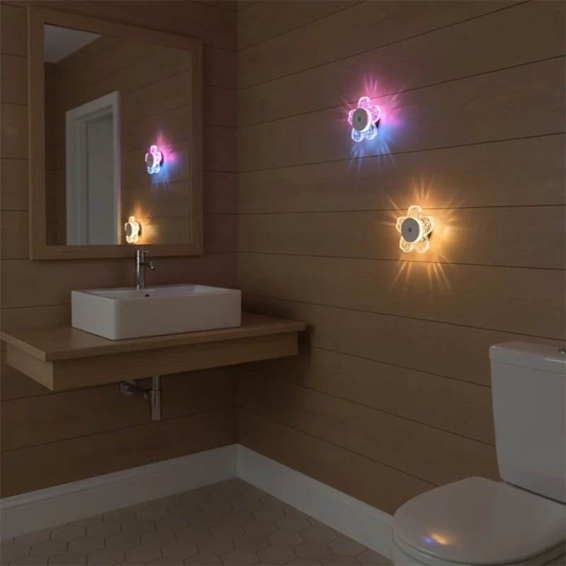 Cherry Blossom Shaped Night Light Motion Sensor Magnetic Base 3 Color Adjustable Ambient Wall Light