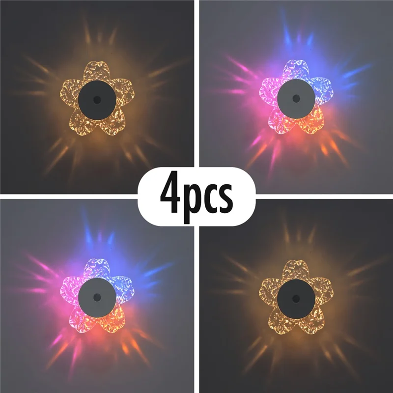 Cherry Blossom Shaped Night Light Motion Sensor Magnetic Base 3 Color Adjustable Ambient Wall Light