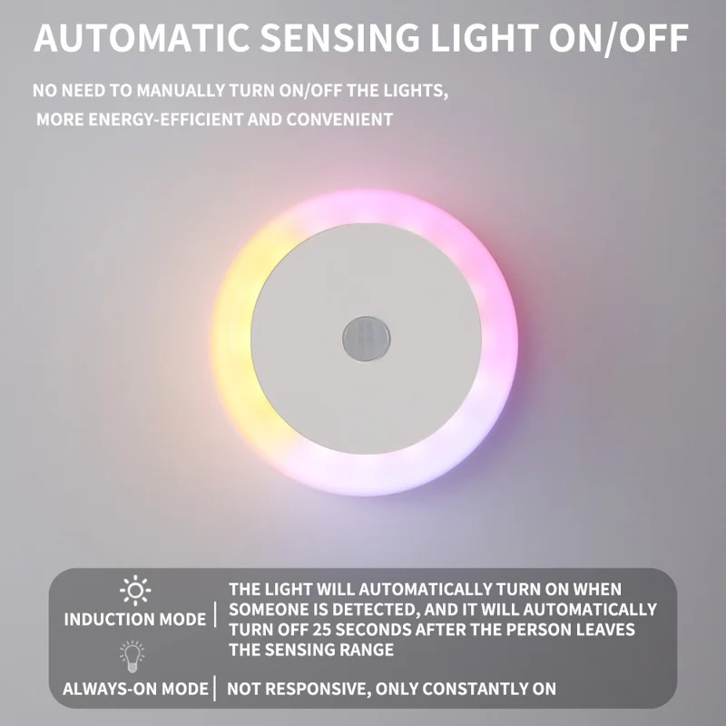 Round Wall Light Rechargeable Motion Sensor 3-Color Dimming LED Night Light with Magnetic Base - White