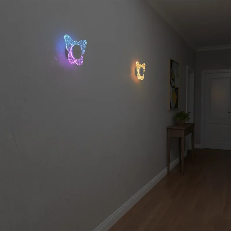 Butterfly Shaped Wall Light Motion Sensor Rechargeable 3-Color Dimmable Night Light Magnetic Base