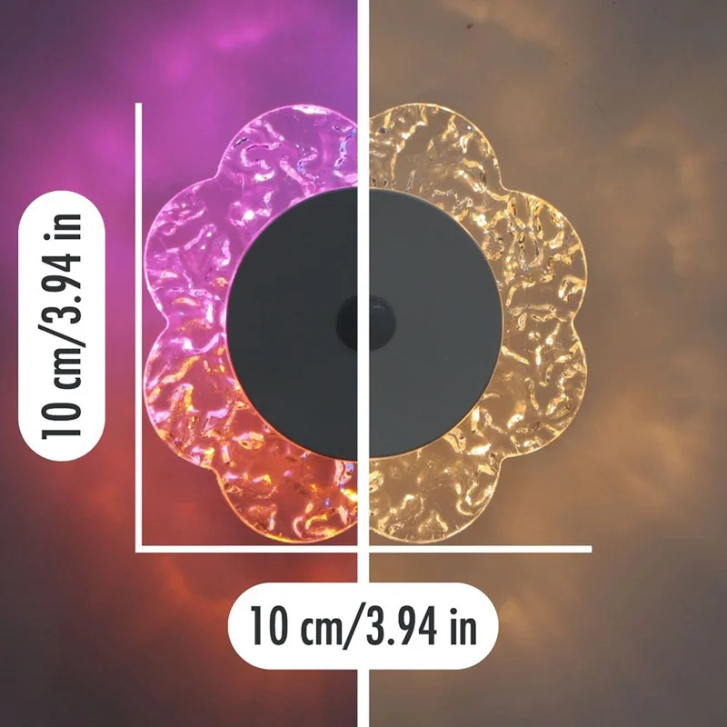 Flower Shaped Wall Light Rechargeable Motion Sensor 3-Color Modes Night Light with Magnetic Base