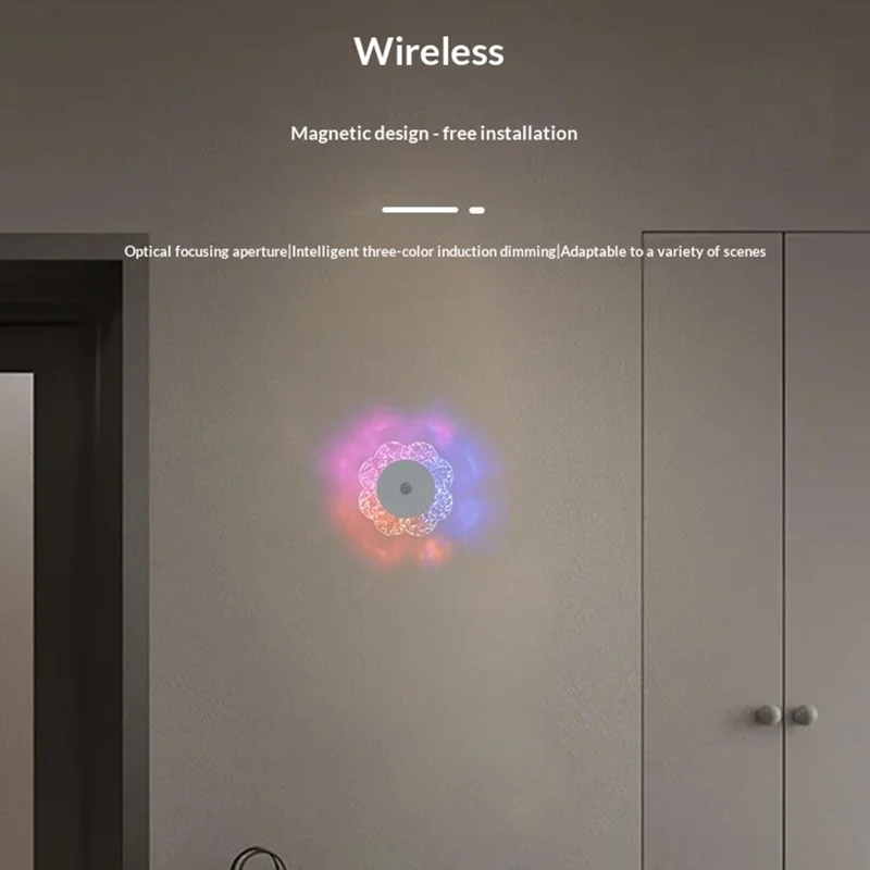 Flower Shaped Wall Light Rechargeable Motion Sensor 3-Color Modes Night Light with Magnetic Base