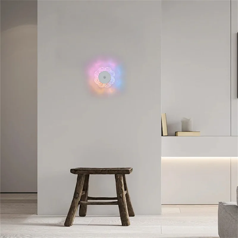 Flower Shaped Wall Light Rechargeable Motion Sensor 3-Color Modes Night Light with Magnetic Base