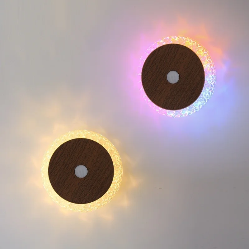 Smart Motion Sensor Night Light 3-Color Dimming Rechargeable LED Wall Lamp with Magnetic Base for Bedroom Hallway - Deep Wood Grain