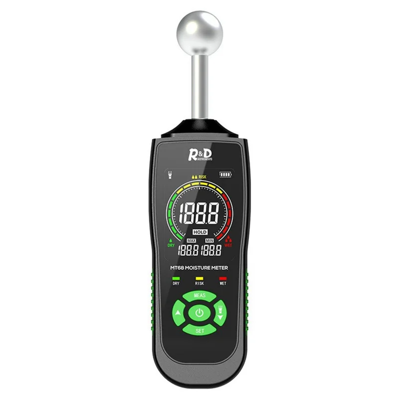 R&D MT68 Spherical Sensor Moisture Meter Non-Destructive Induction Wood Wall Floor Humidity Detector (without Battery)