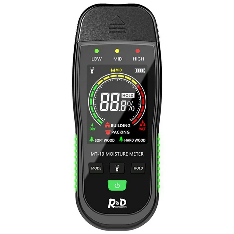 R&D MT-19C Wood Moisture Meter Digital LCD Moisture Detector for Timber Paper Building Materials (without Battery)