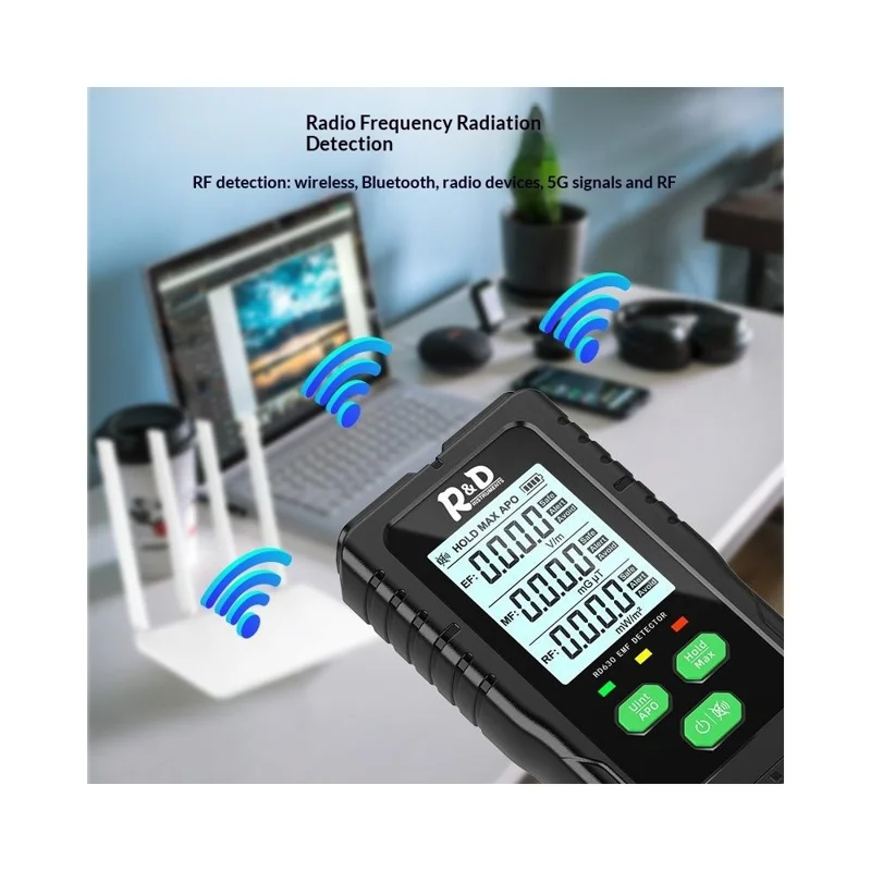 R&D Instruments EMF Detector 3 in 1 Electric Magnetic RF Radiation Meter EF MF Frequency Tester