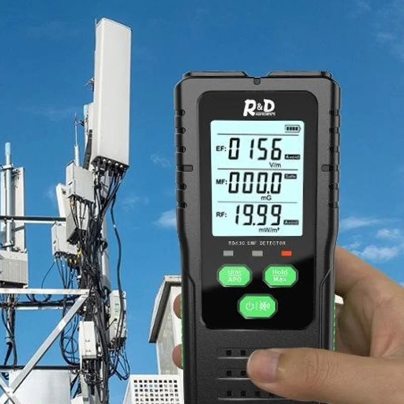 R&D Instruments EMF Detector 3 in 1 Electric Magnetic RF Radiation Meter EF MF Frequency Tester