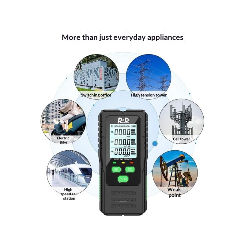 R&D Instruments EMF Detector 3 in 1 Electric Magnetic RF Radiation Meter EF MF Frequency Tester